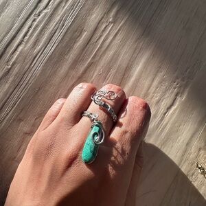 Silver and Green Ring